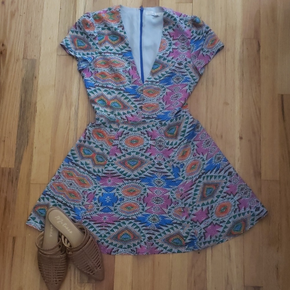 Lovers + Friends colorful deep v dress